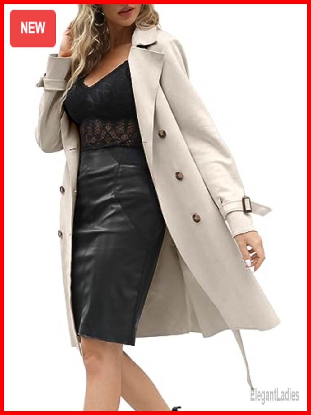 Faux Suede Double Breasted Lightweight Trench Coat